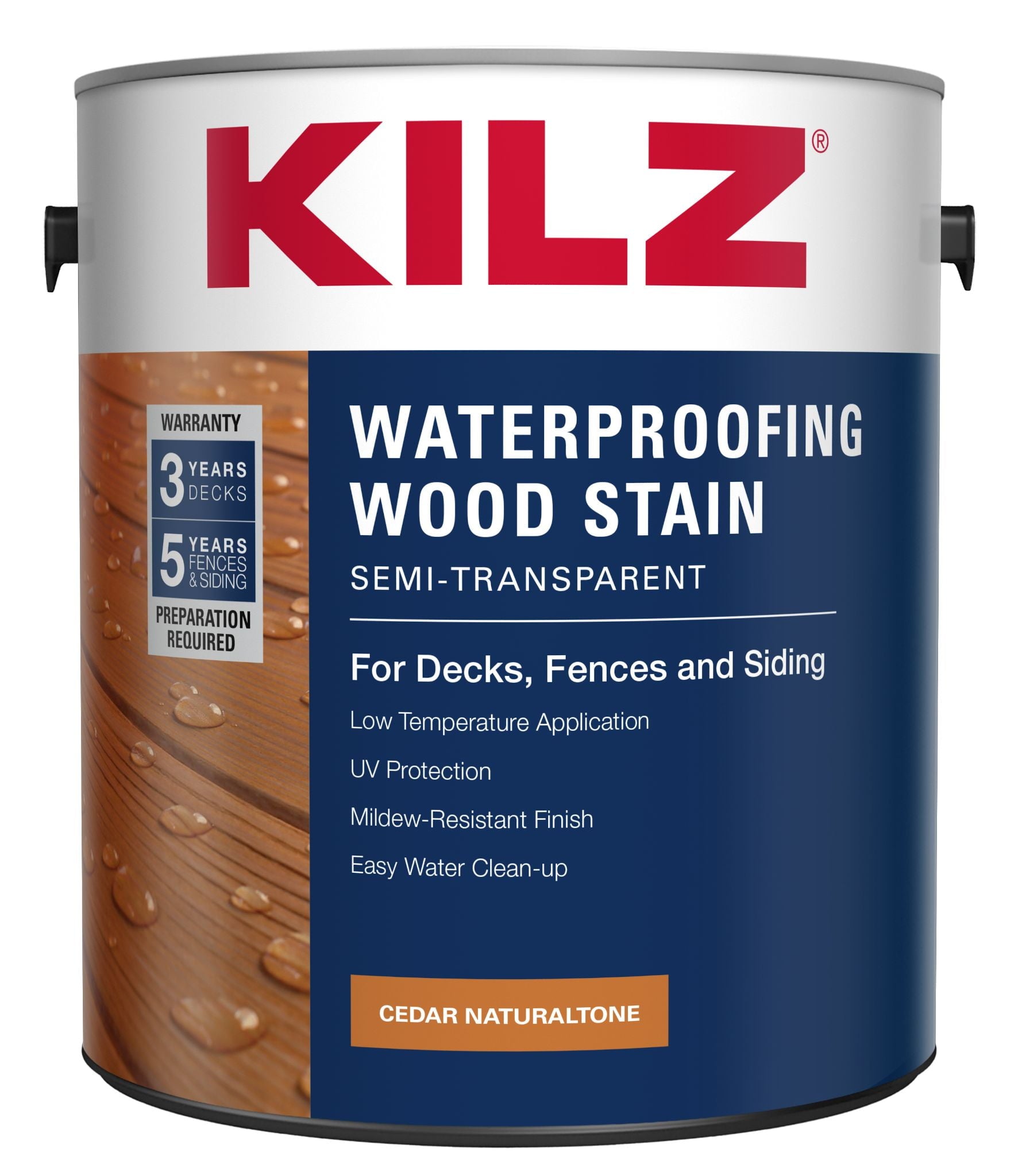 Kilz Semi-Transparent Cedar Wood Stain Waterproof 3.78L