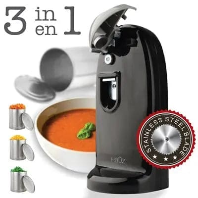 3 in 1 electric Can Opener - Black H.R.S. GLOBAL