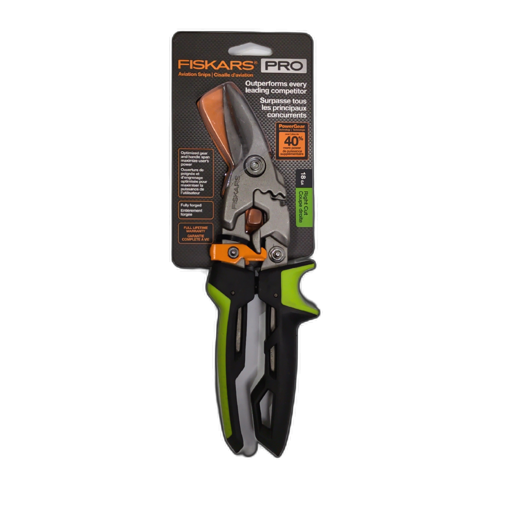 Fiskars Pro right-cut aviation snips with red handles