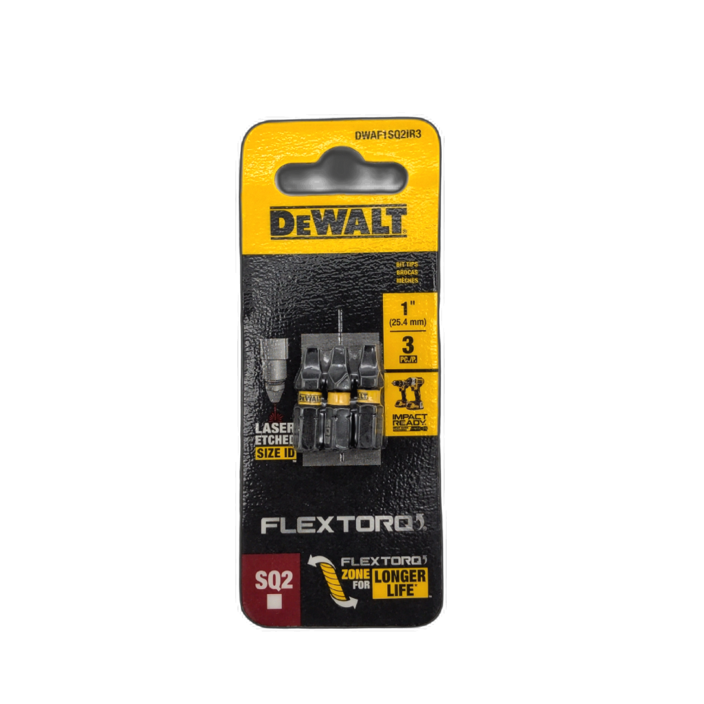 DeWalt 1-Inch Robertson #2 Bit Tips — 3-Pack Driver Bits