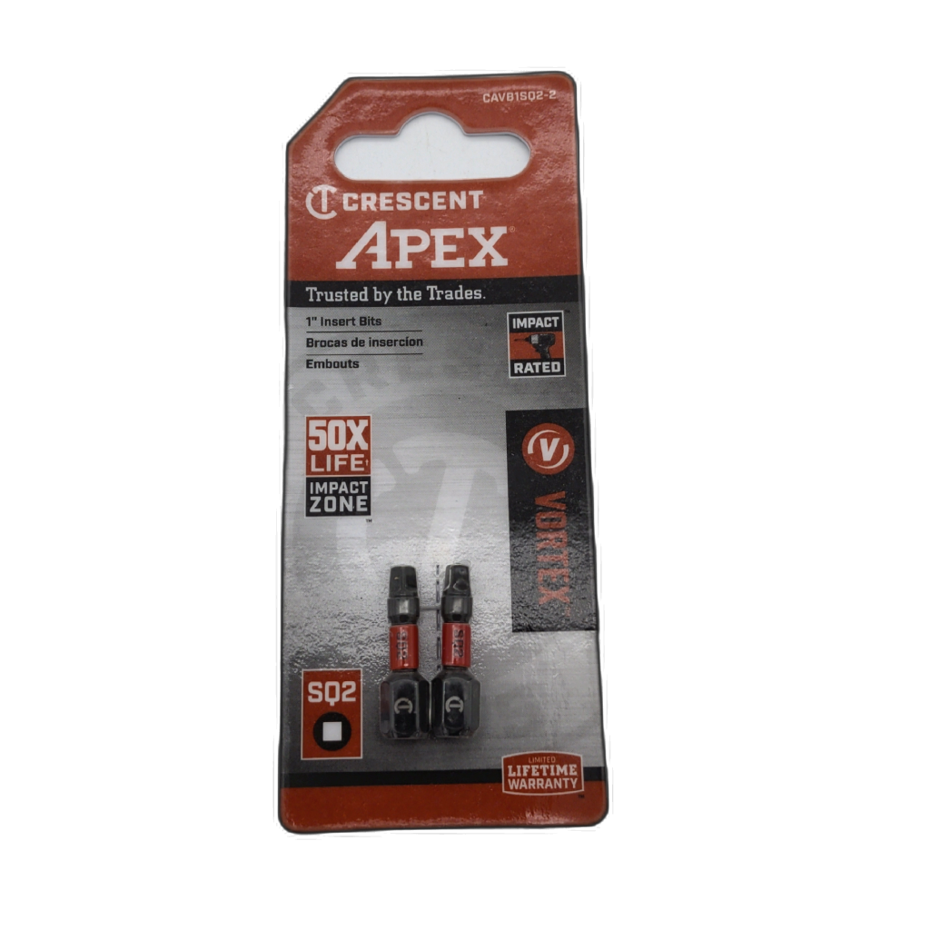 Crescent Apex Robertson #2 Insert Bits 2-Pack — 1-Inch Impact Bits