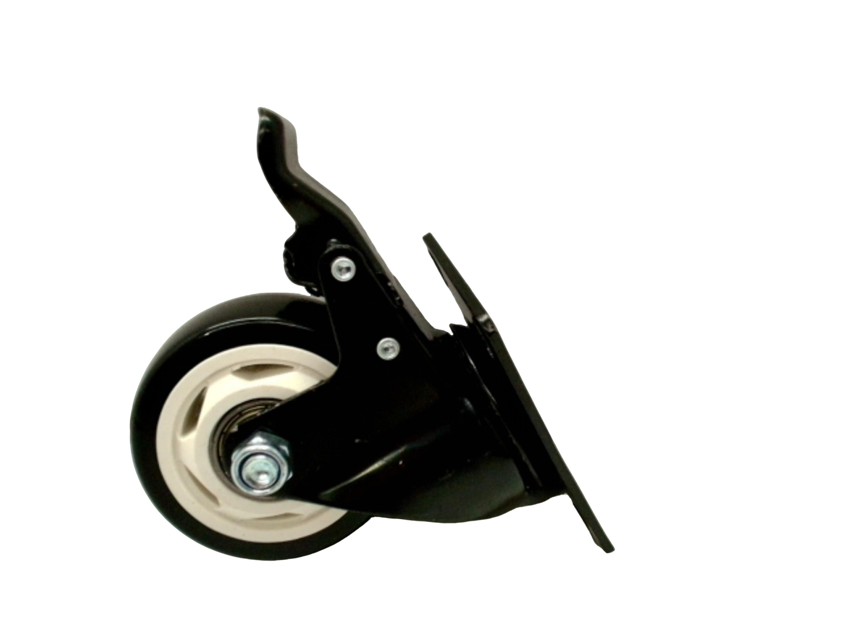 3" Black Caster Wheels with Brake 4-Pack