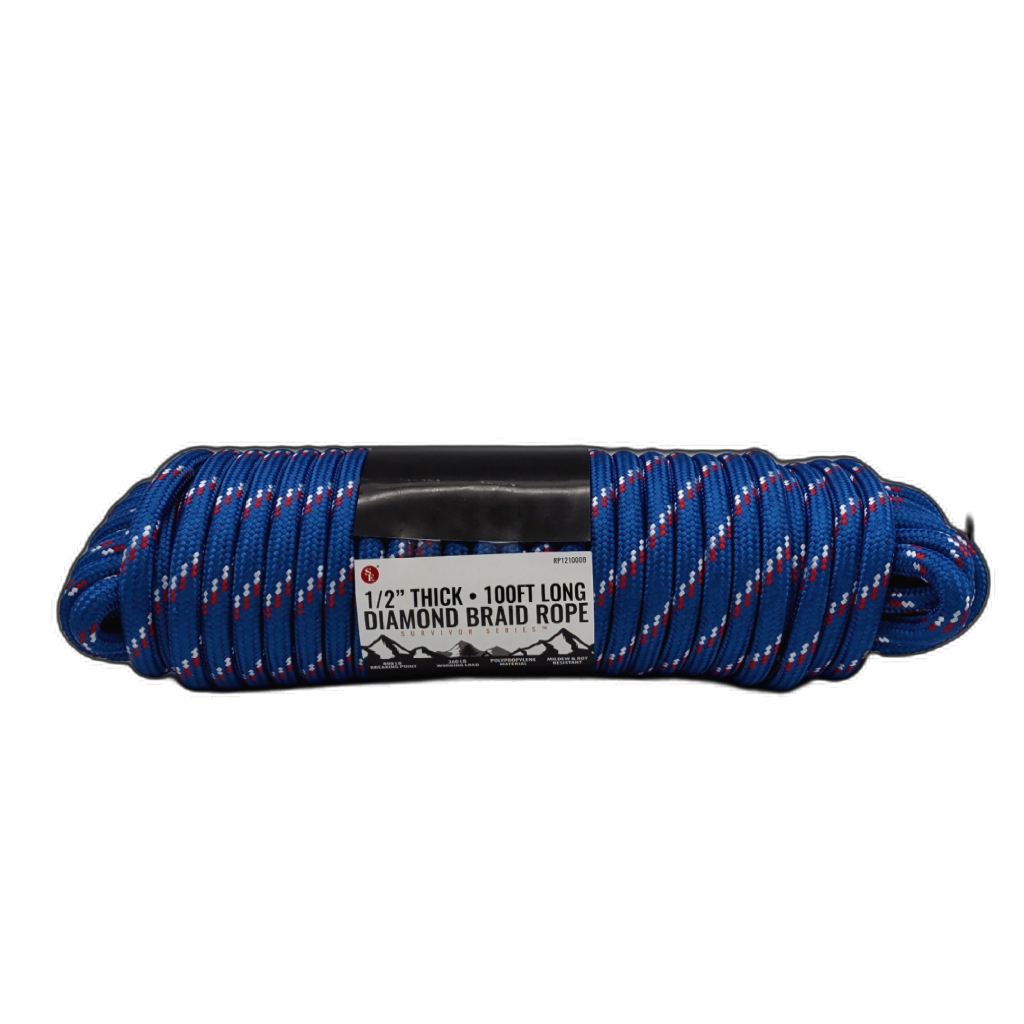 Diamond Braid Rope 1/2" x 100' 800lb Break Strength