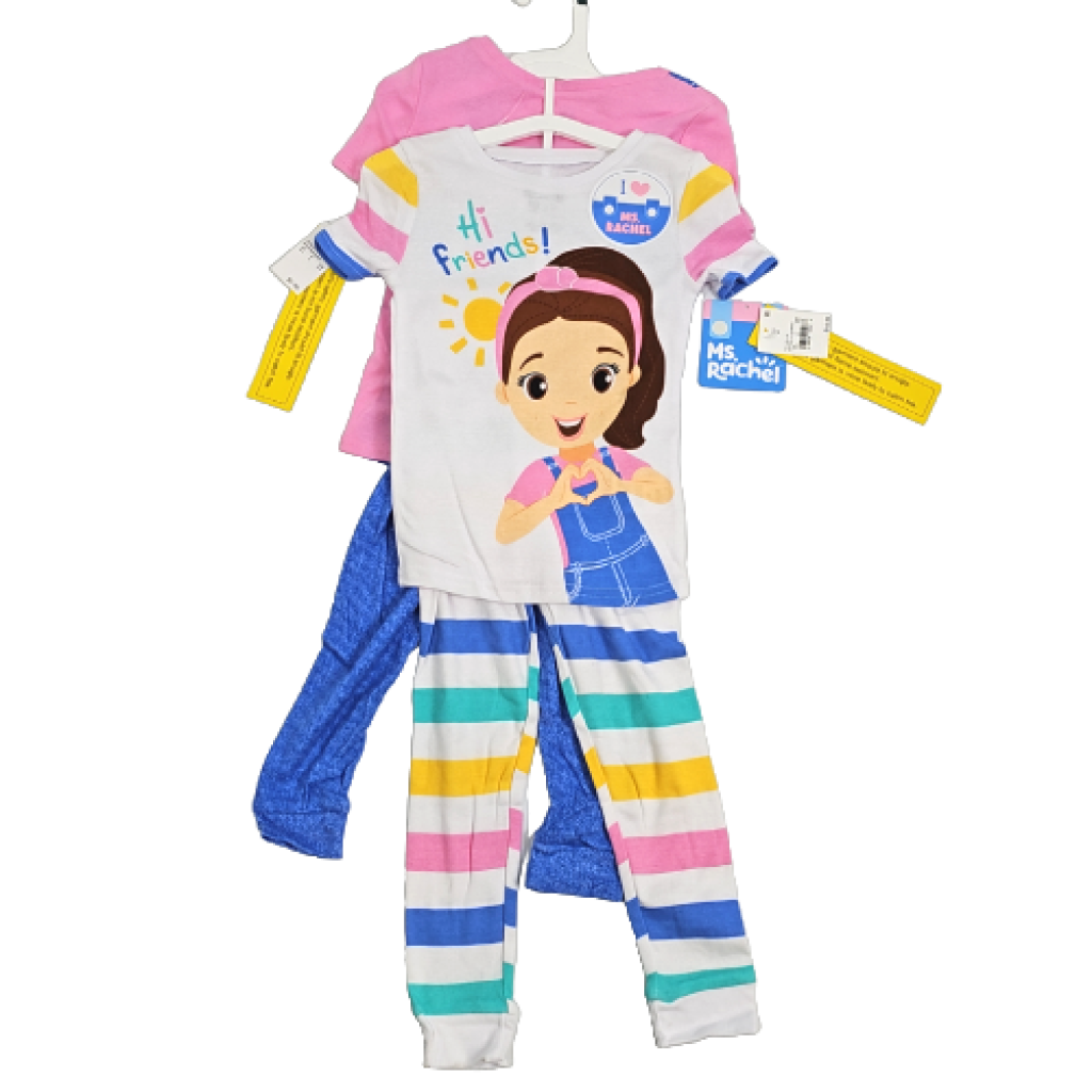 Ms Rachel Kids Pyjama Set Pink and Blue 4T 2pk