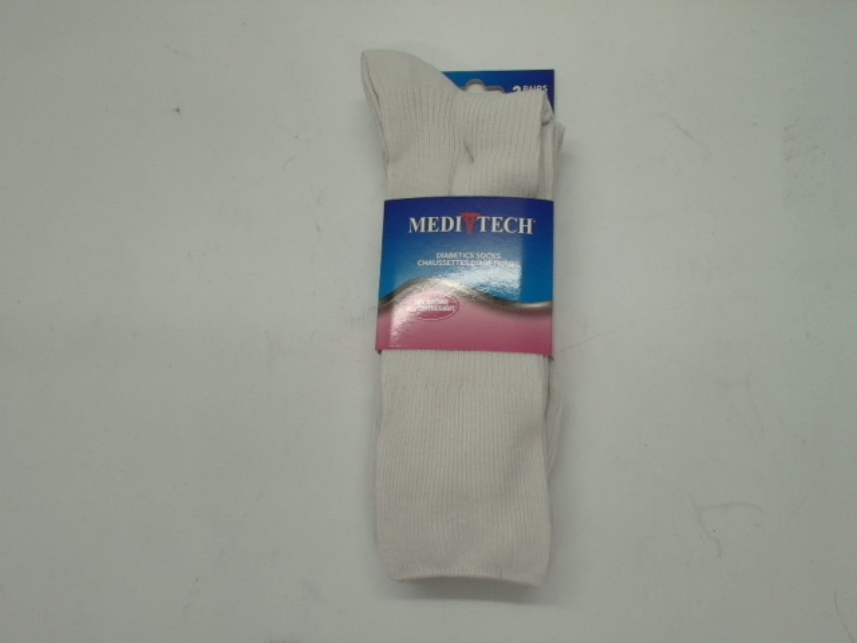 Socks Diabetic Women's 3pk. White Medi Tech Size 6-10 - Brantford Surplus