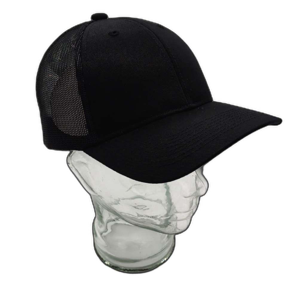 Plain Black Mesh-Back Adjustable Ballcap