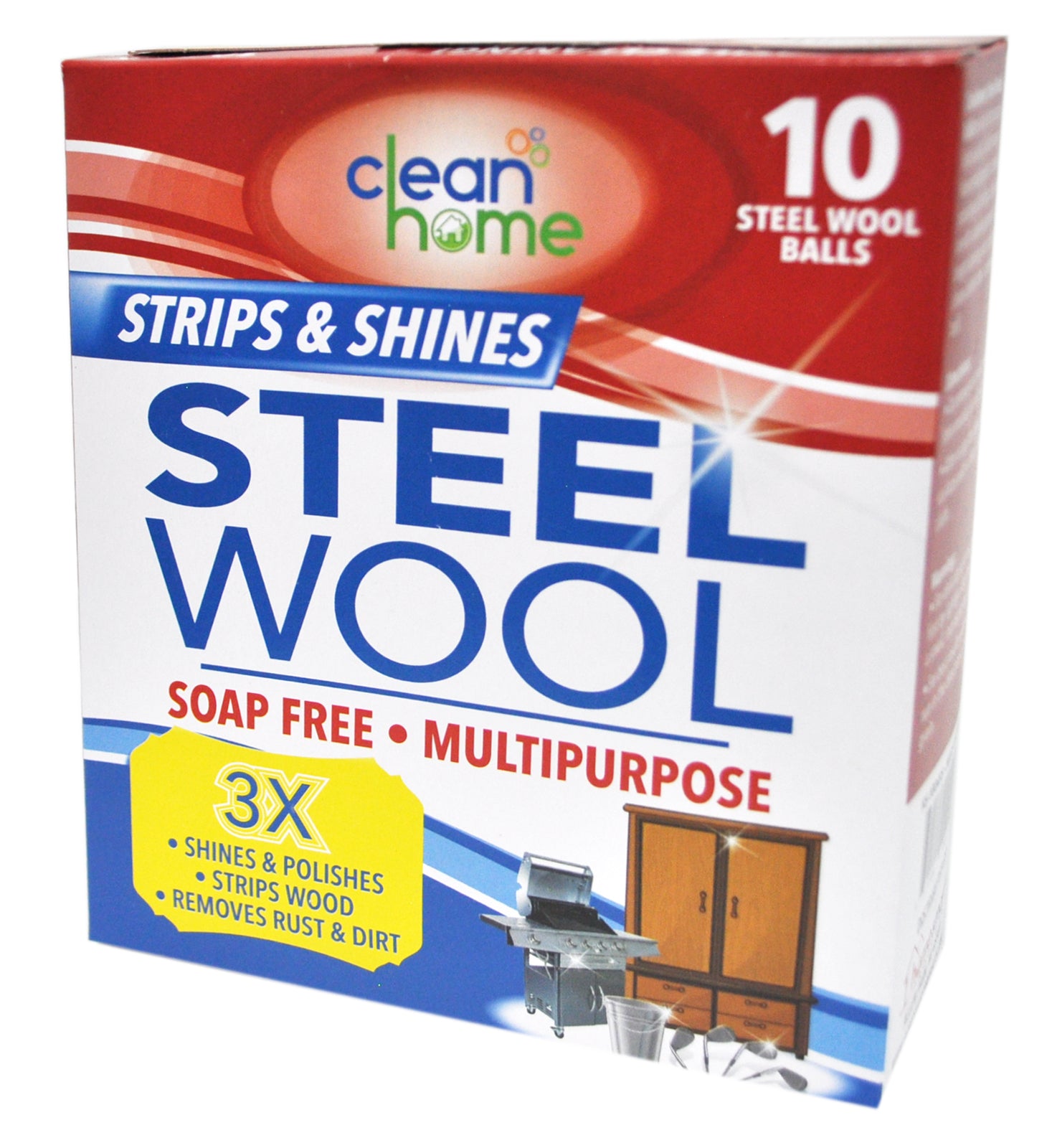 Clean Home Soap-Free Steel Wool Balls 10-Pack