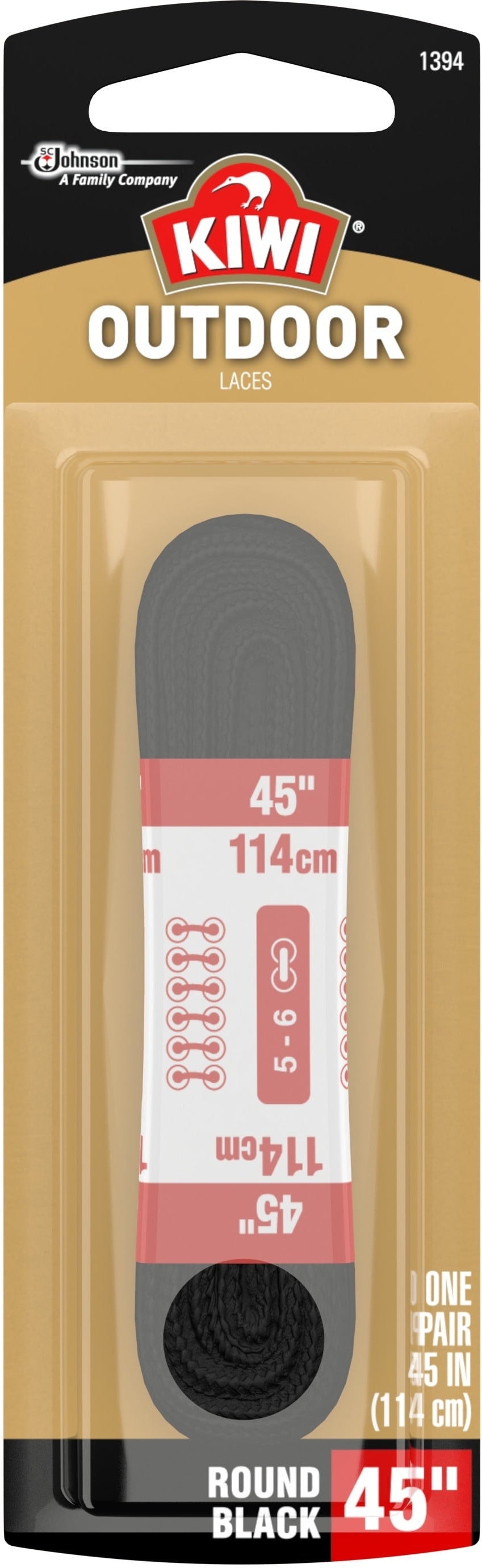 Kiwi Outdoor Round Black Shoe Laces 45 Inch