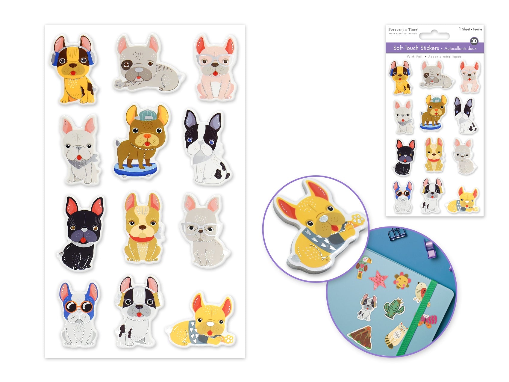 3D Bulldog Foil Sticker - Soft Touch Craft Decor - Brantford Surplus