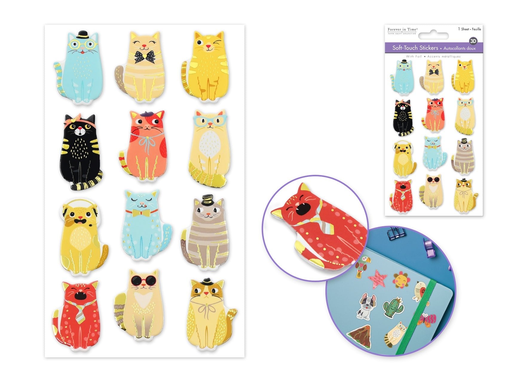 3D Cat Stickers - Soft Touch Craft Pack - Brantford Surplus