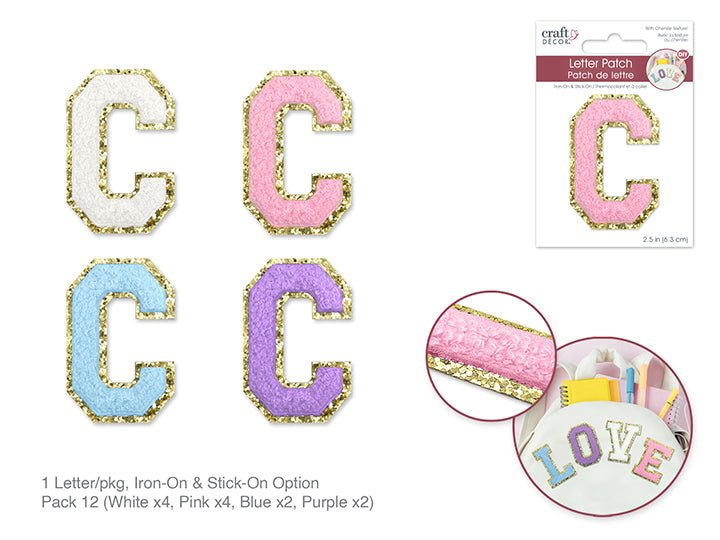 3D Chenille Iron - On Letter Patch 2.5" "C" - Brantford Surplus
