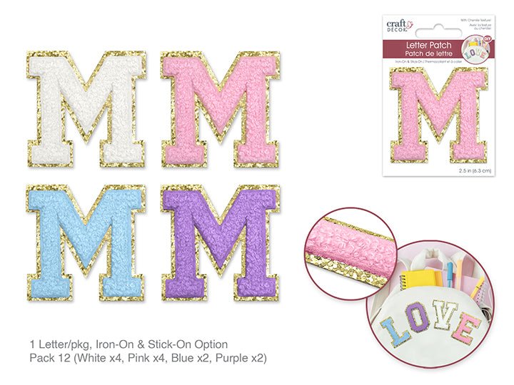 3D Chenille Iron - On Letter Patch - 2.5" M Sticker - Brantford Surplus