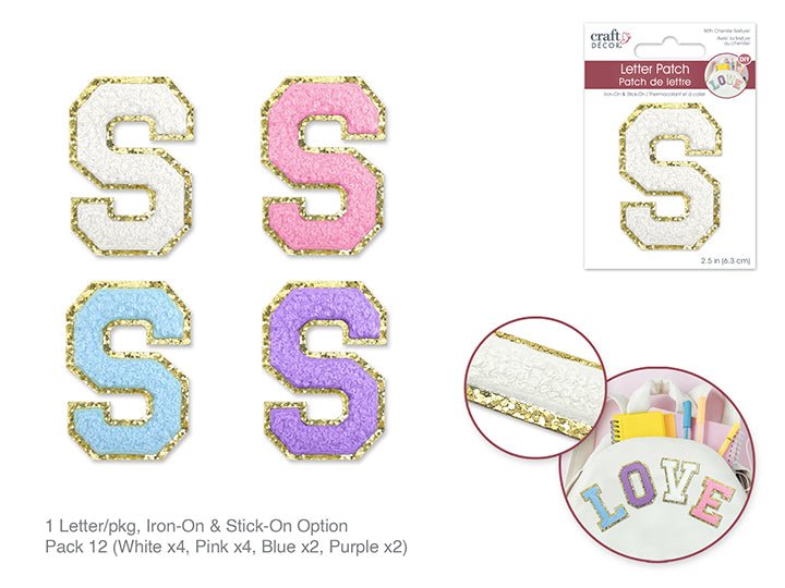 3D Chenille Iron - On Letter Patch 2.5" S - Brantford Surplus