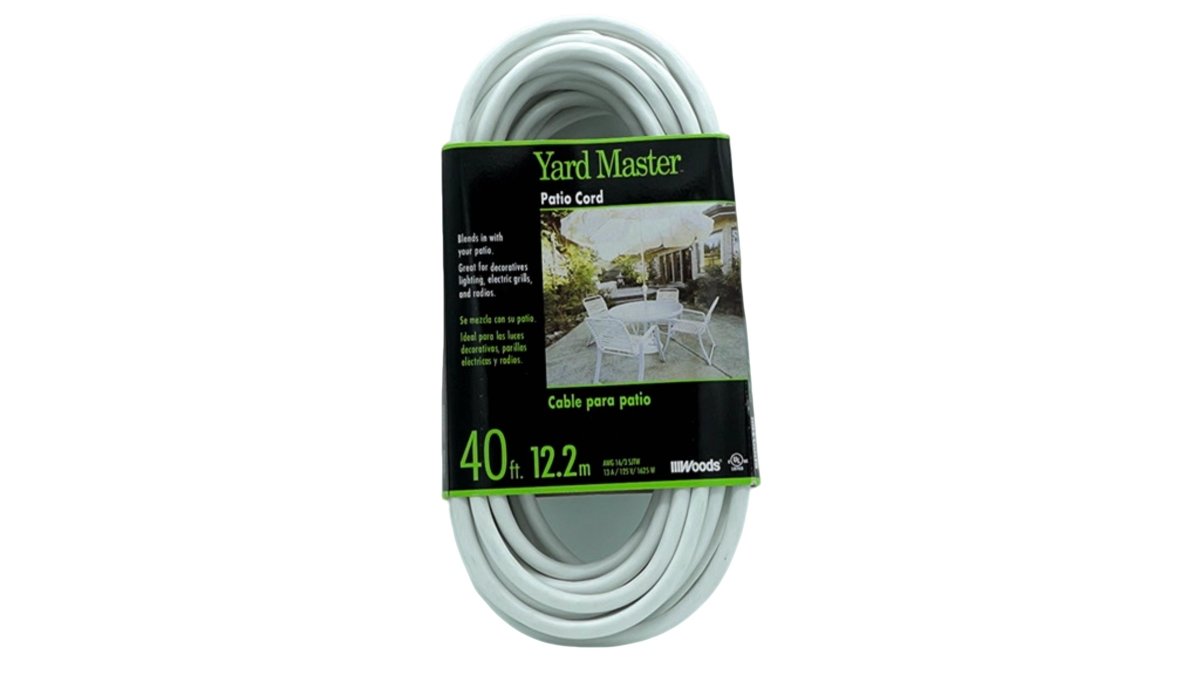 40ft Outdoor Extension Cord White 16/3 - Yard Master - Brantford Surplus