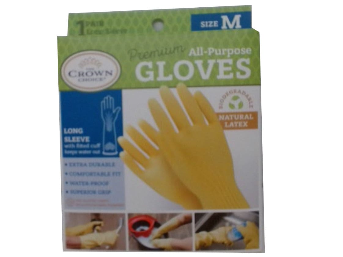 All Purpose Gloves Medium Latex Long Sleeve The Crown Choice - Brantford Surplus