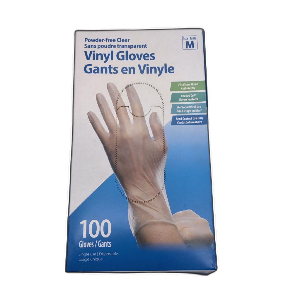 Disposable Vinyl Gloves Medium 100-Pack Powder-Free Clear