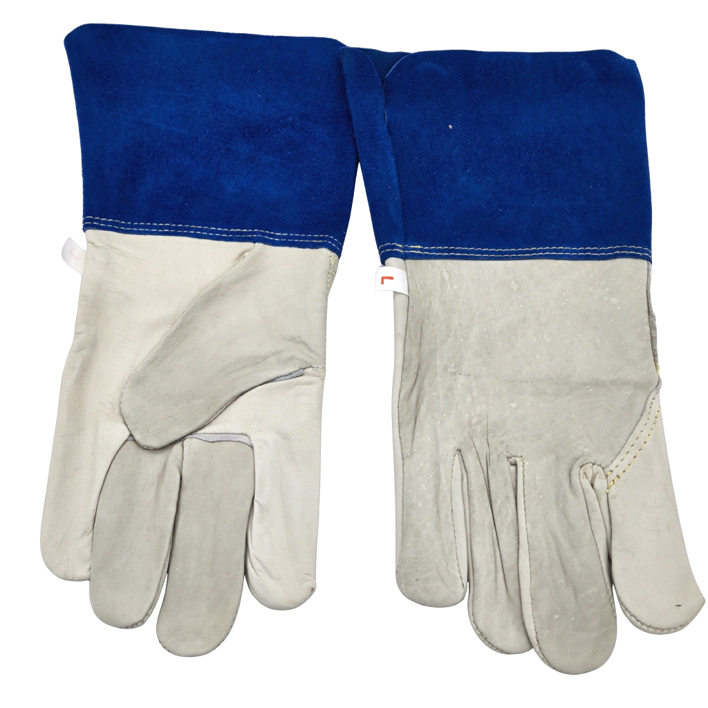 Welding Gloves Cowhide Leather Large Blue Cuff