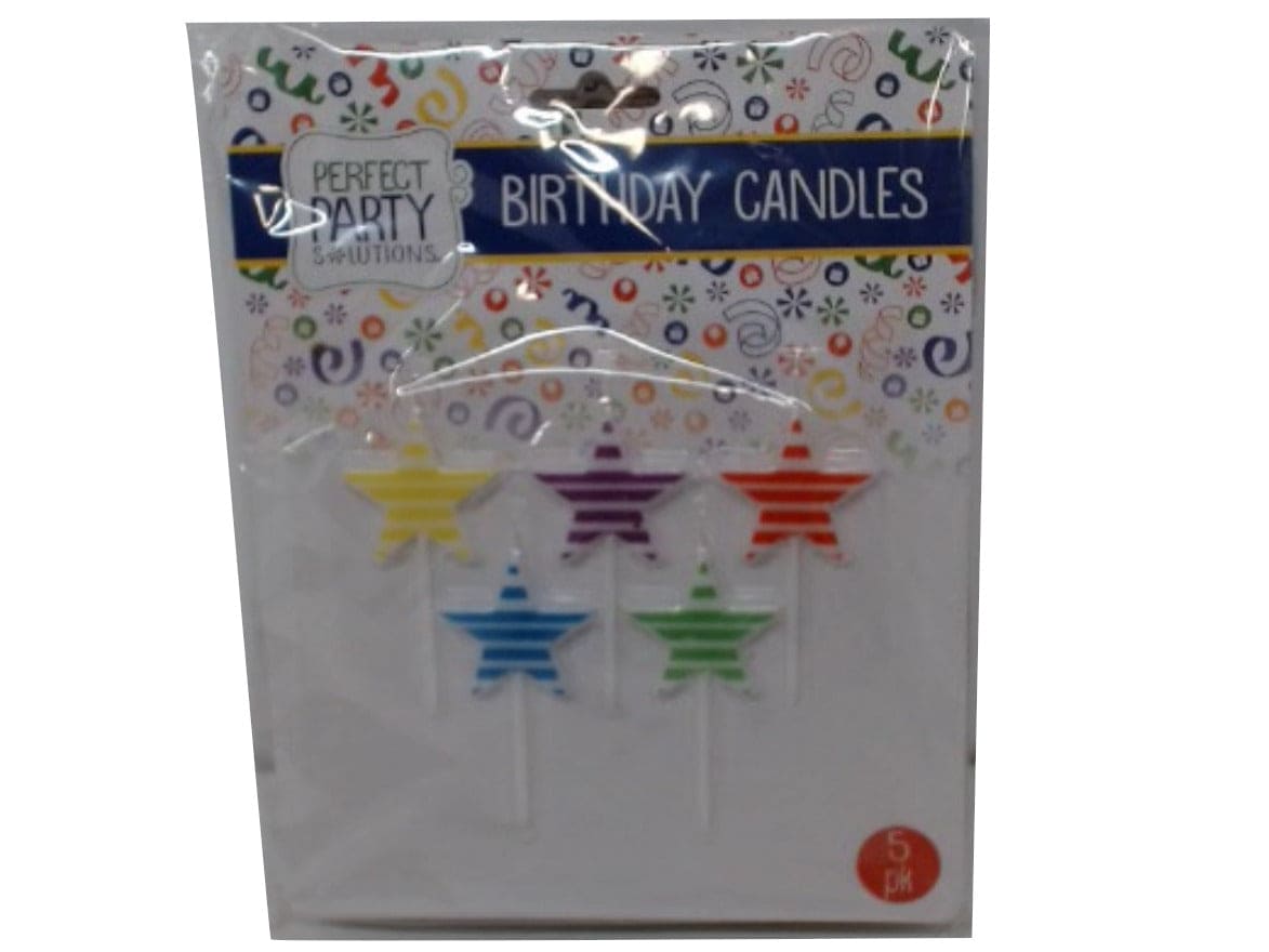 Birthday Candles 5pk. Stars Perfect Party Solutions - Brantford Surplus