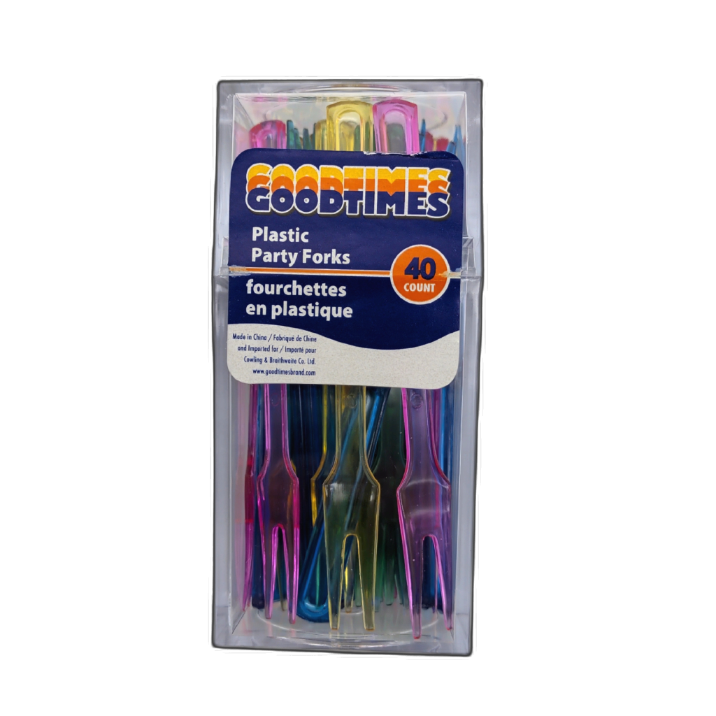 Goodtimes plastic party forks 40-pack in assorted colours
