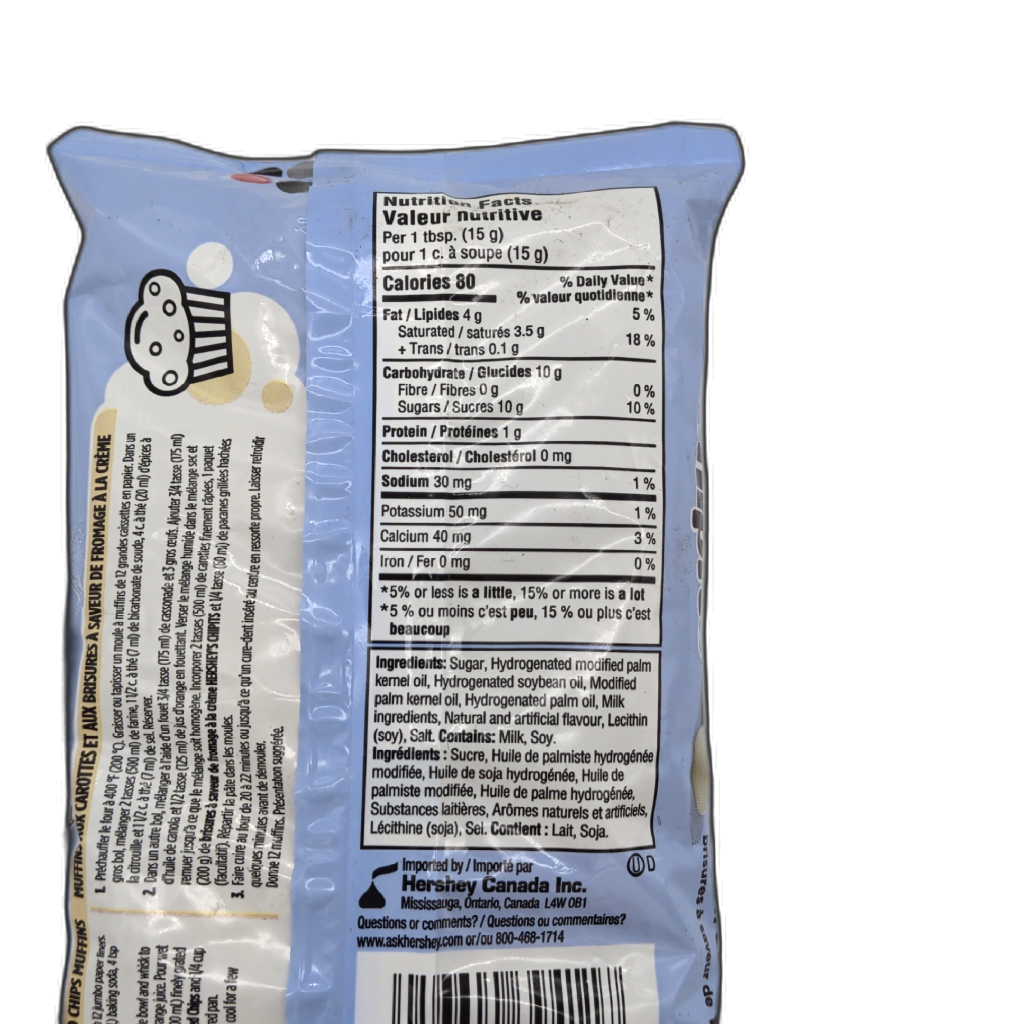 Hershey's Chipits Cream Cheese - bag back panel