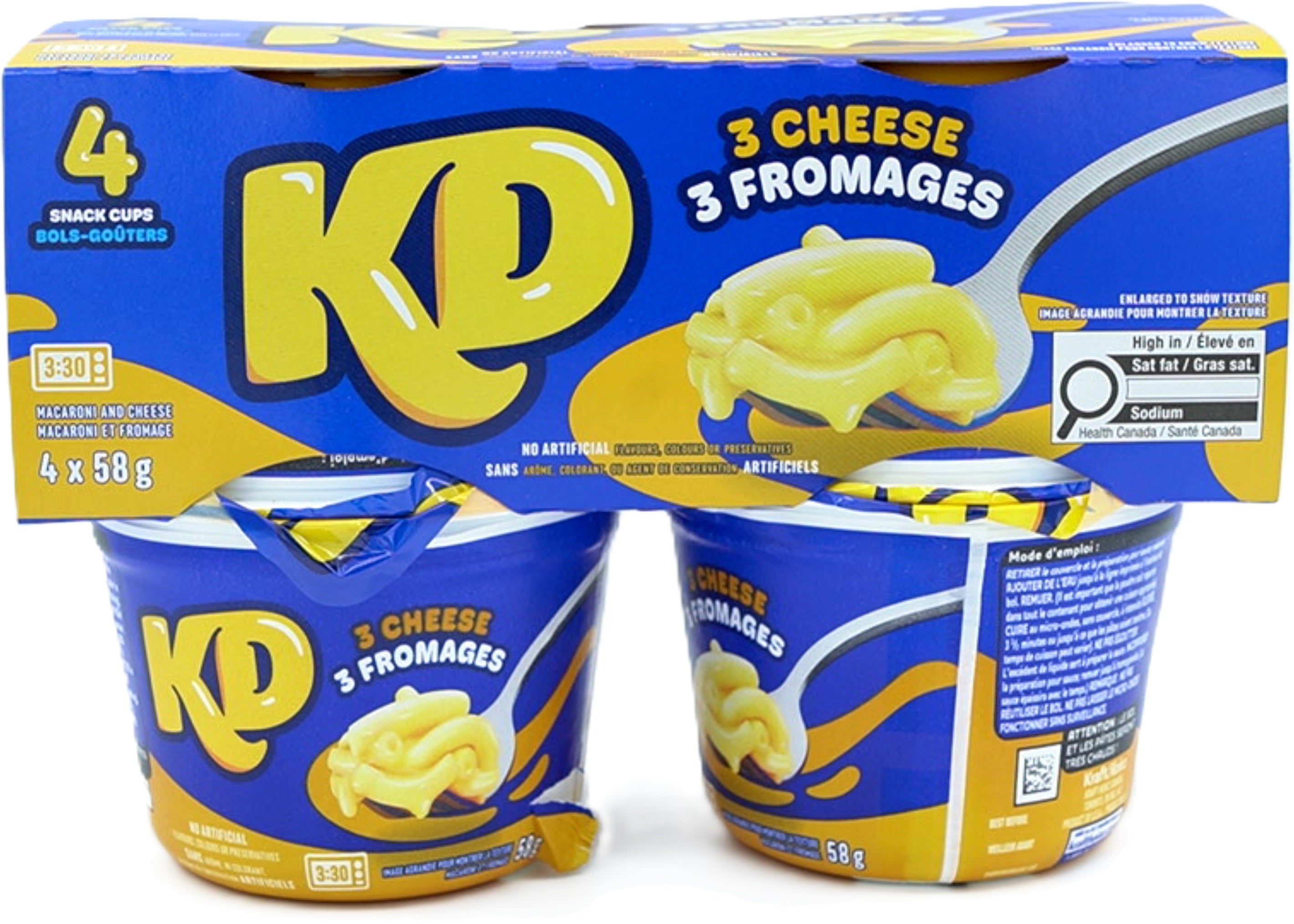 Kraft Dinner 3 Cheese Snack Cups 4-Pack 58g