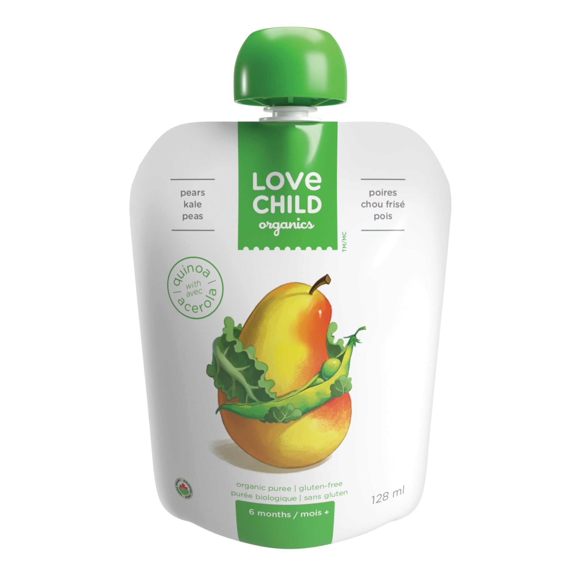Love Child Organics Pears Kale Peas Puree 128mL