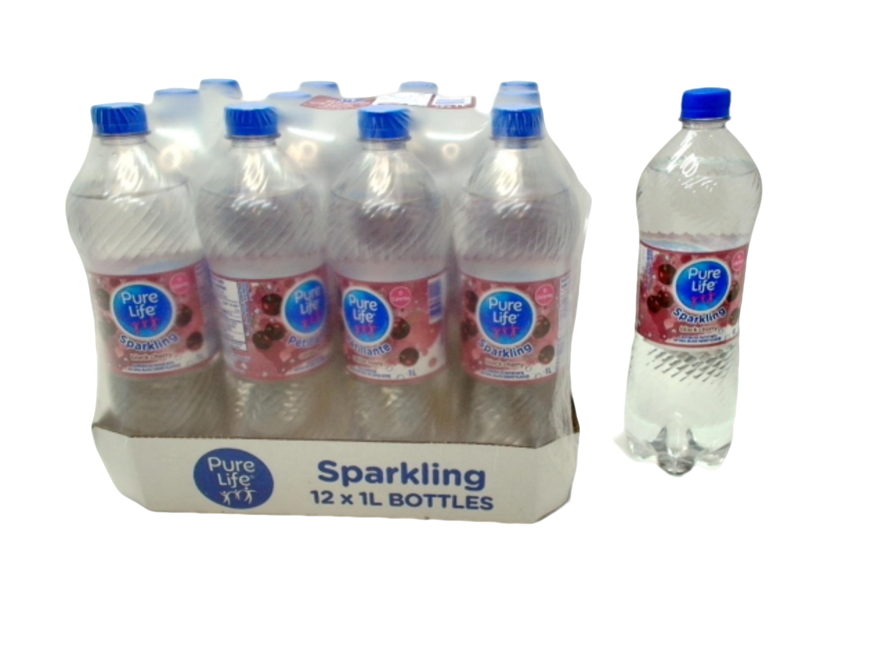 Sparkling Water Black Cherry 12 x 1L Pure Life (or $0.99/bottle)