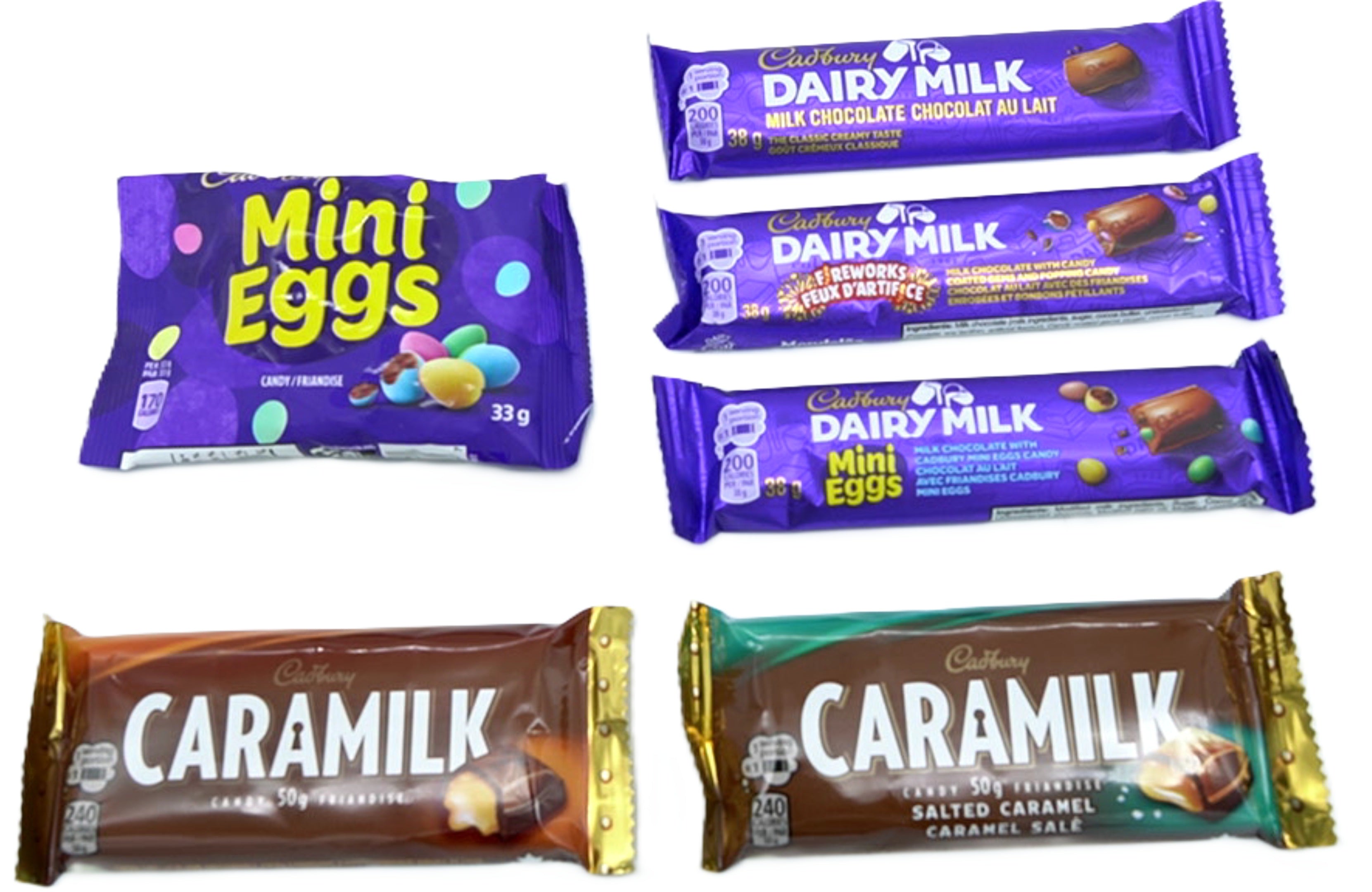 Cadbury Chocolate Bars Mini Eggs Caramilk Dairy Milk