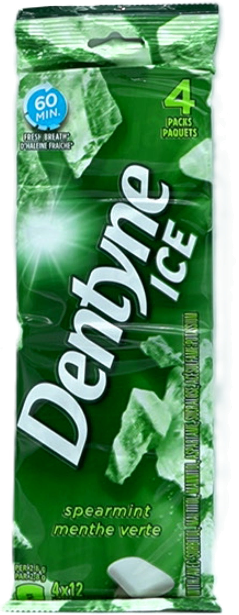 Dentyne Ice Spearmint Gum 4 Packs 12 Pieces