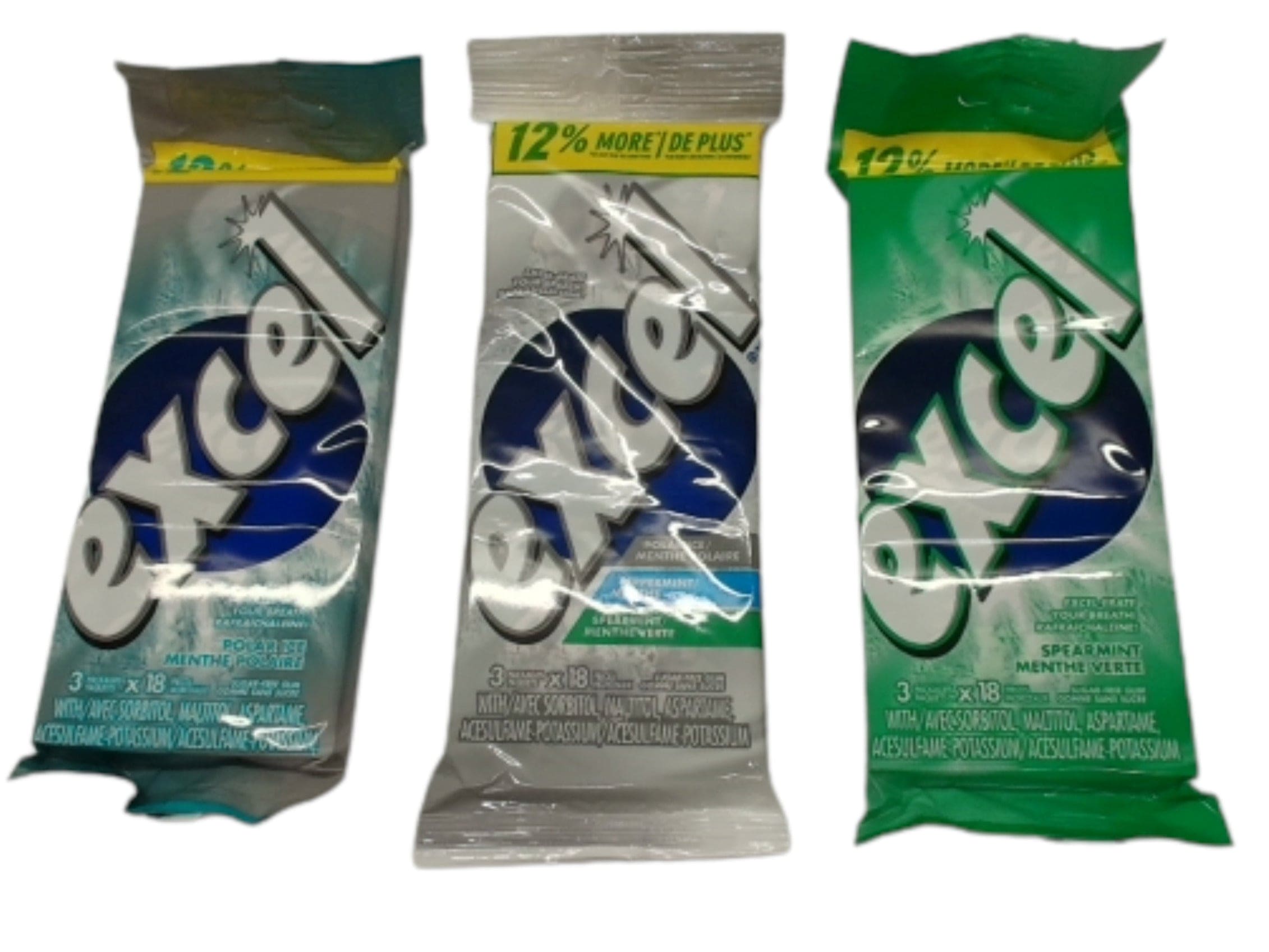 Excel Gum 3 x 18pcs. Ass't Flavours (Or $1.19/pk.) - Brantford Surplus