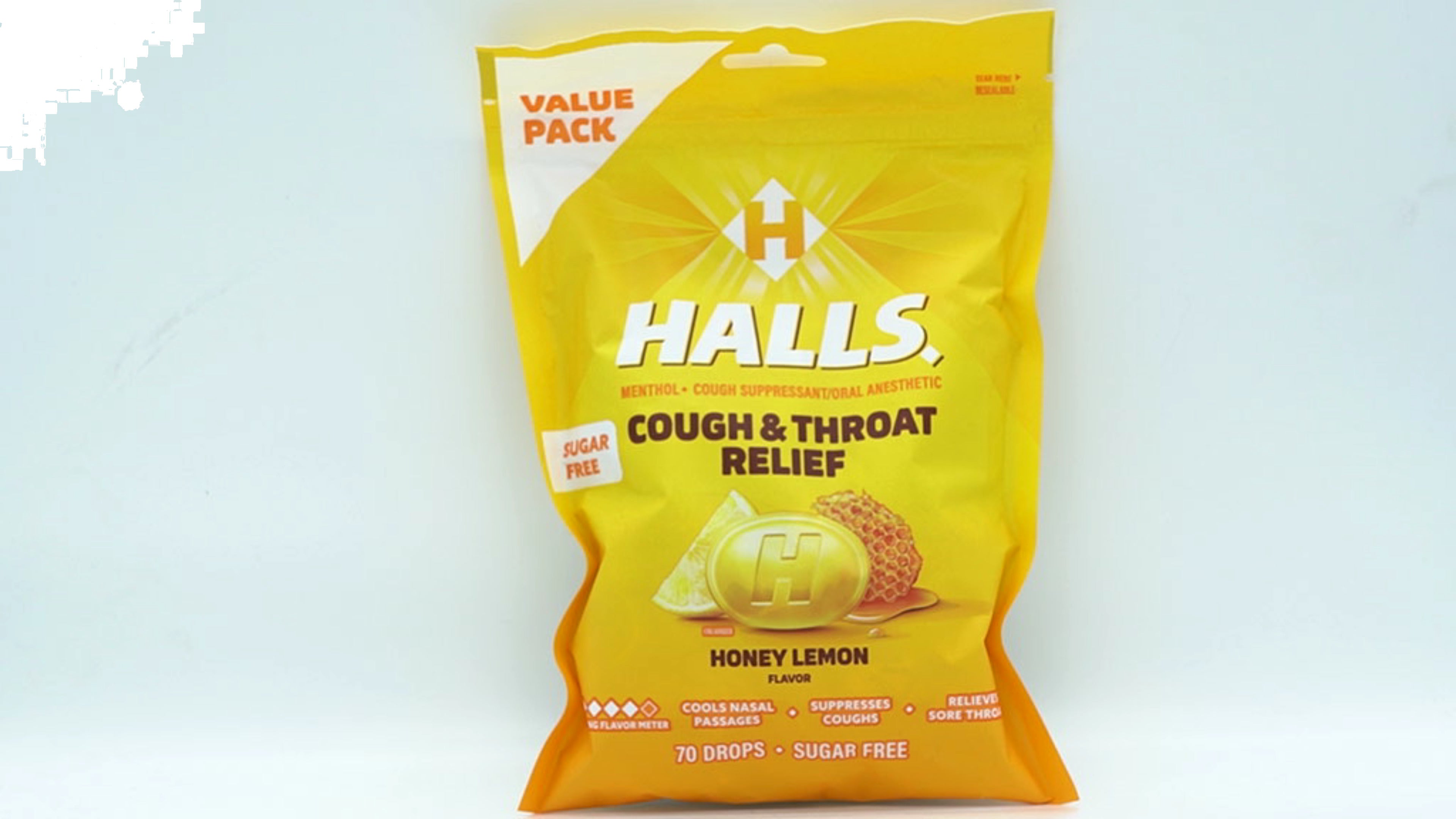 Halls Honey Lemon Cough Drops 70 Count