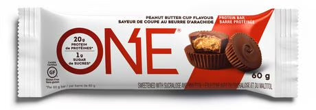 ONE Protein Bar Peanut Butter Cup flavour 60g bar in wrapper