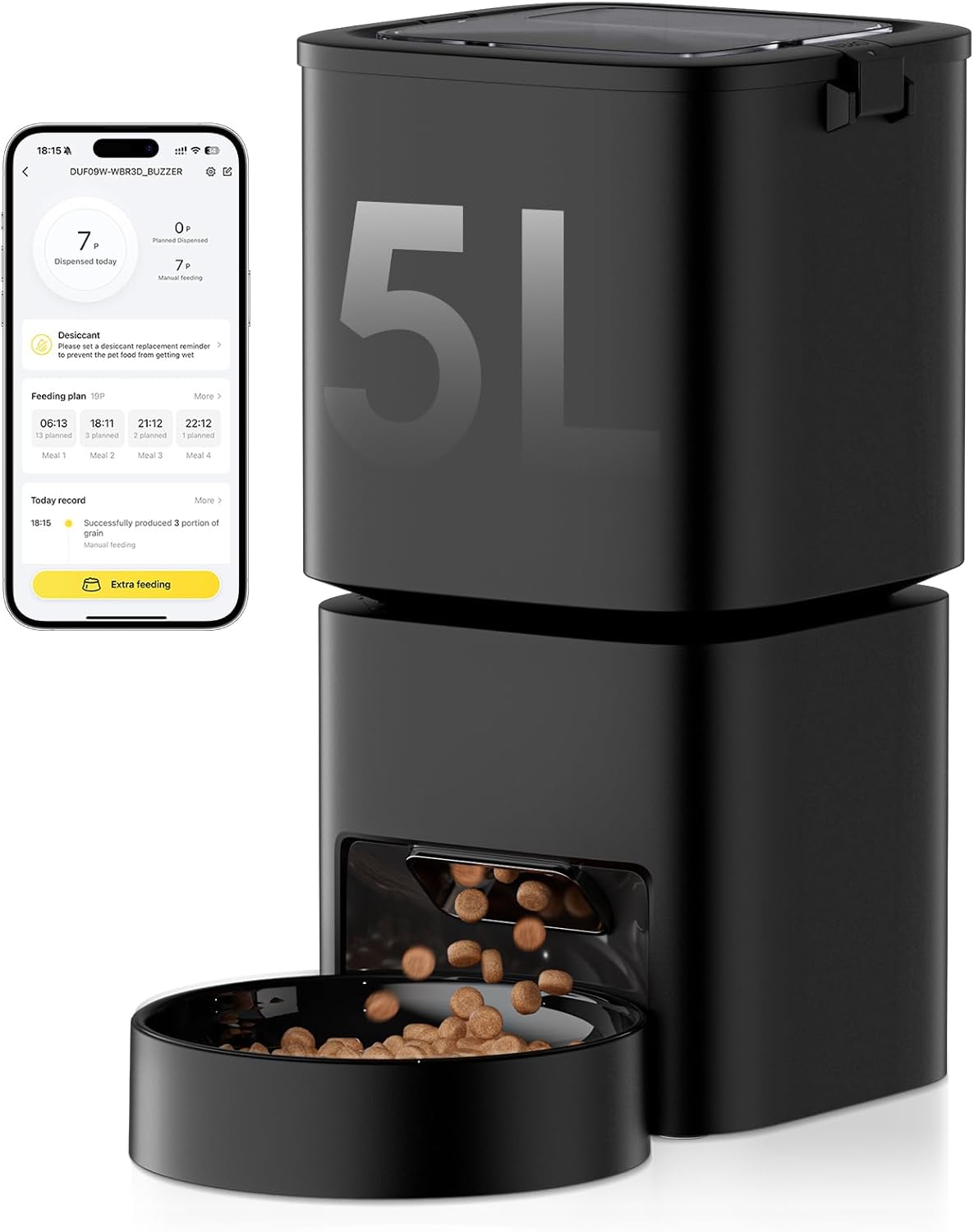 Dudupet 5L Automatic Pet Feeder with Wi-Fi
