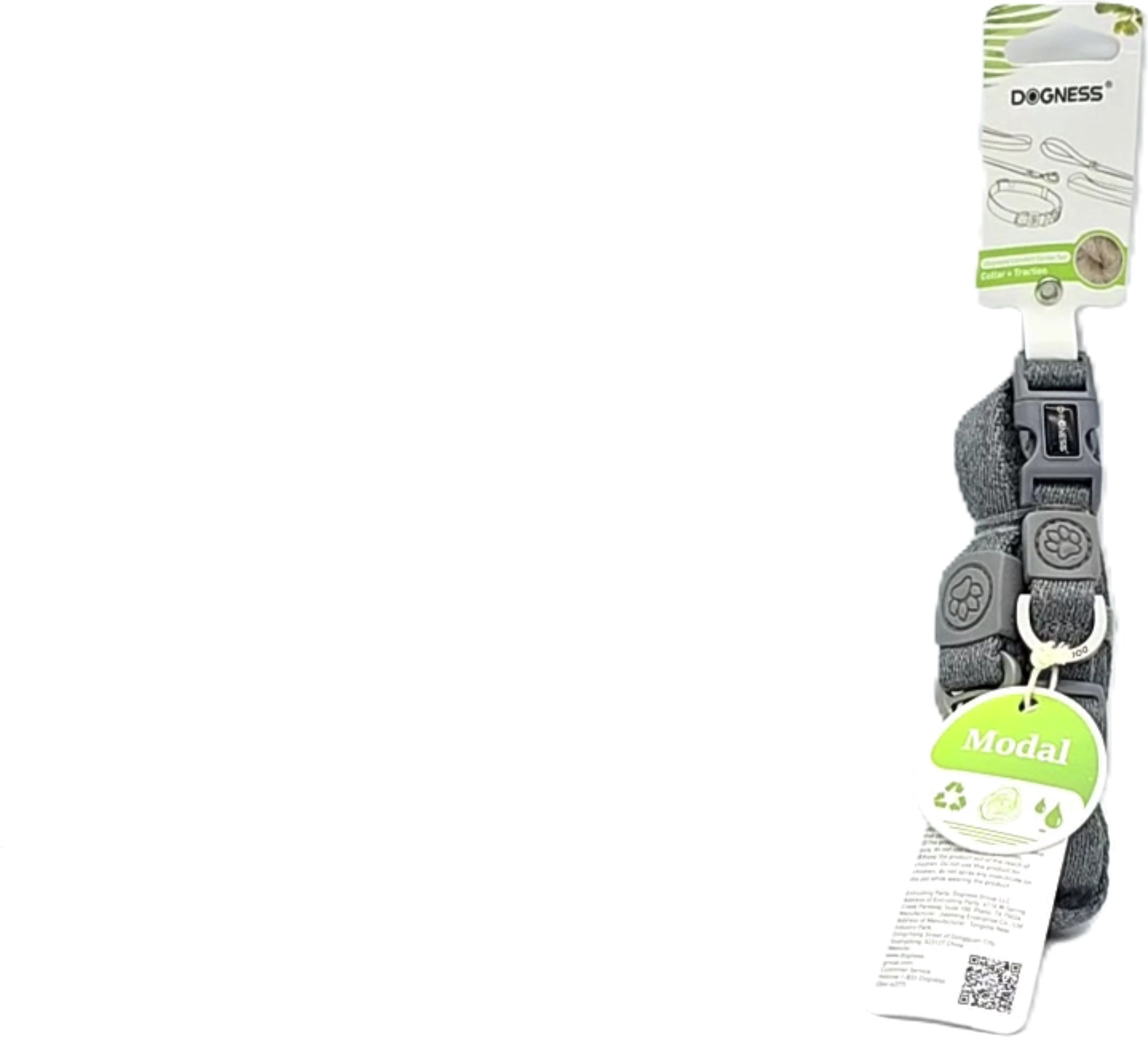 Dogness Dog Collar and Traction Leash Grey Medium