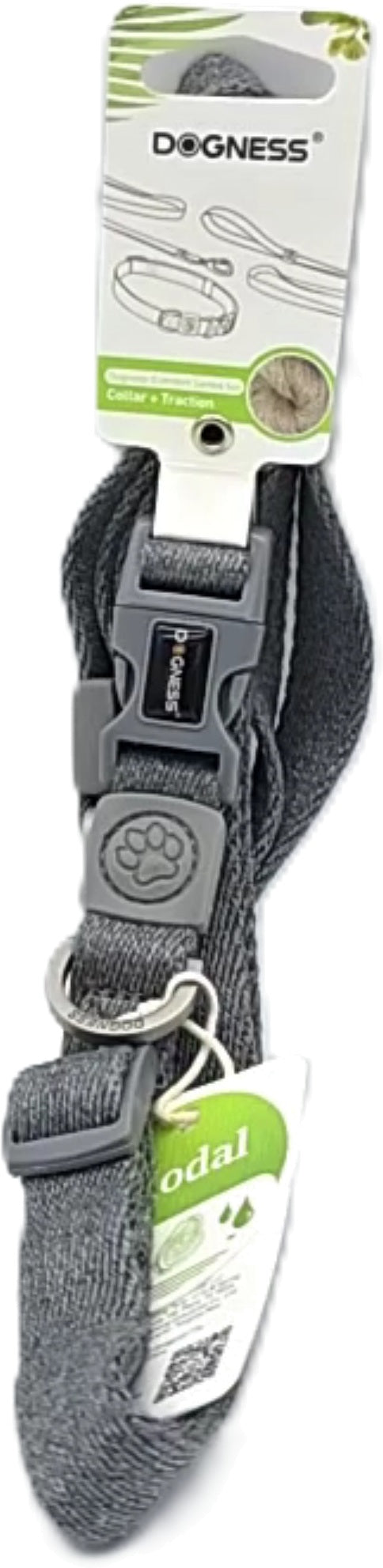 Dogness Dog Collar and Traction Leash Grey Large