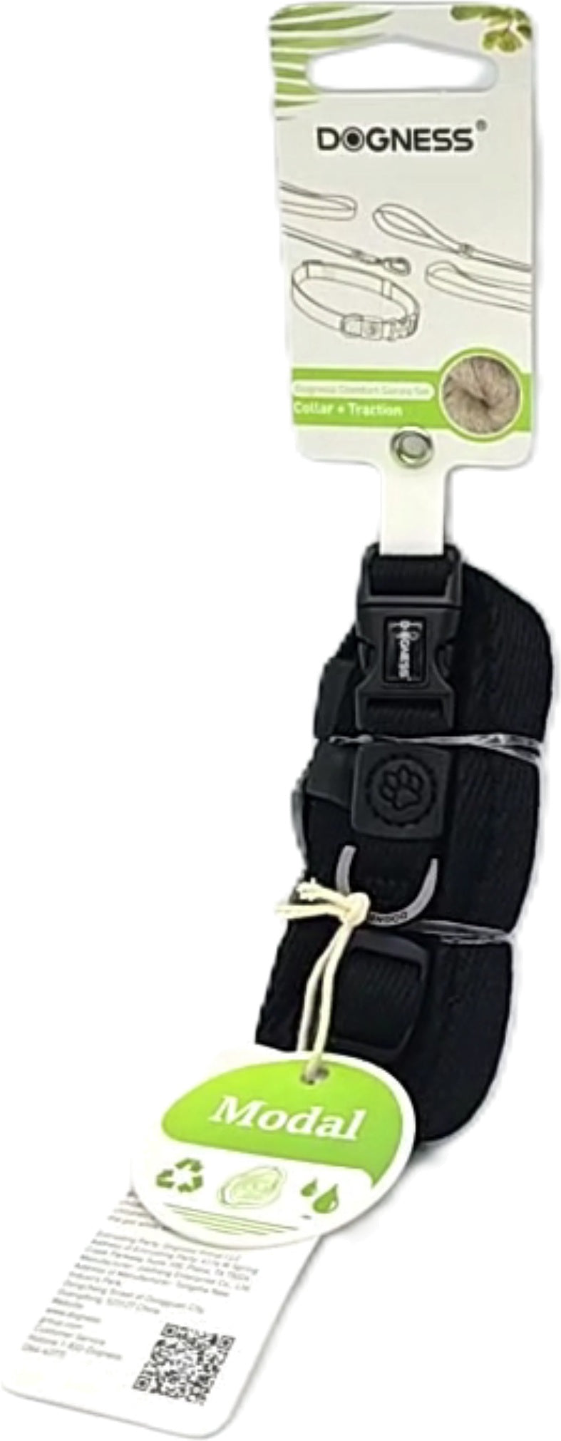 Dogness Dog Collar and Traction Leash Black Small
