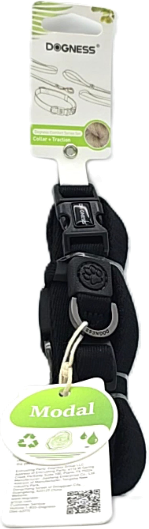 Dogness Dog Collar and Traction Leash Black Medium