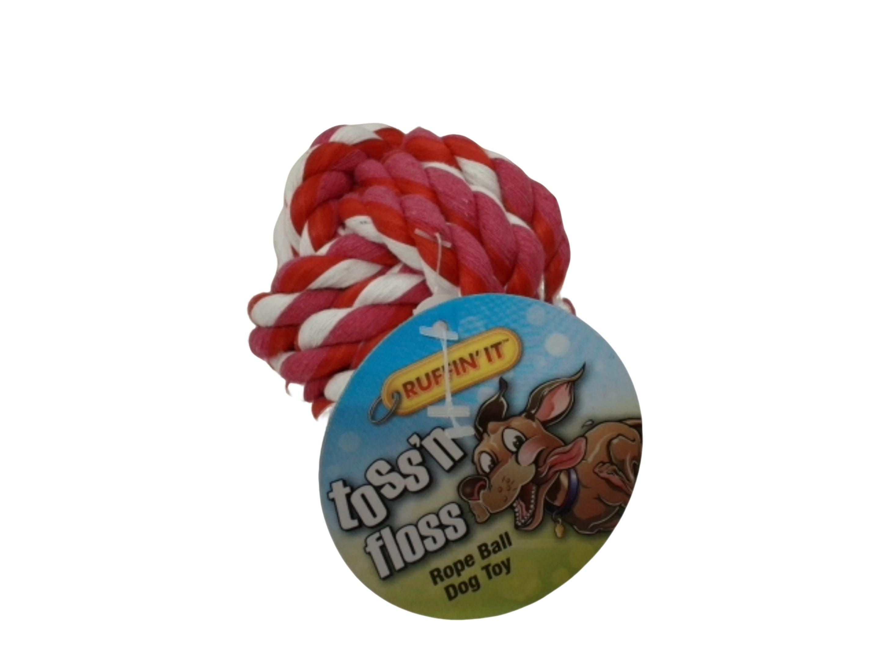 Dog Toy Toss n Floss Rope Ball Ass t Colours Ruffin It