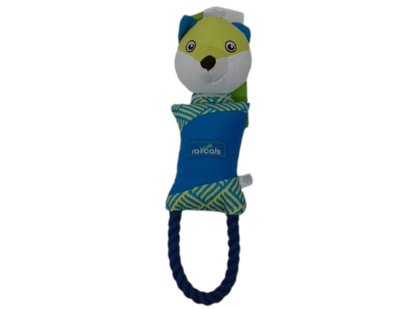Dog Toy 14" Fox w/Rope Squeaky Fetch Toy Rascals