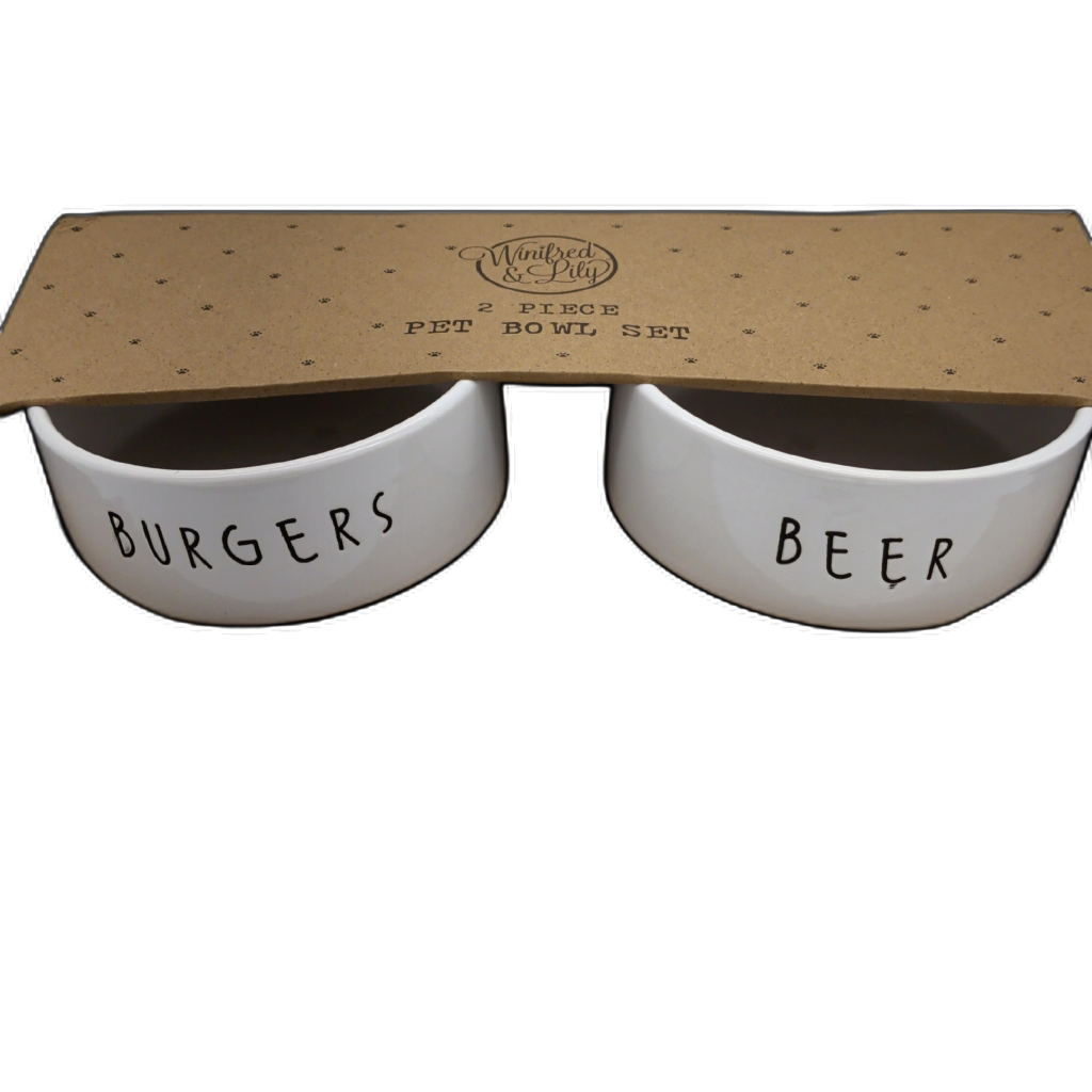 2pc. Pet Bowl Set Small Burgers/beer Winifred & Lily