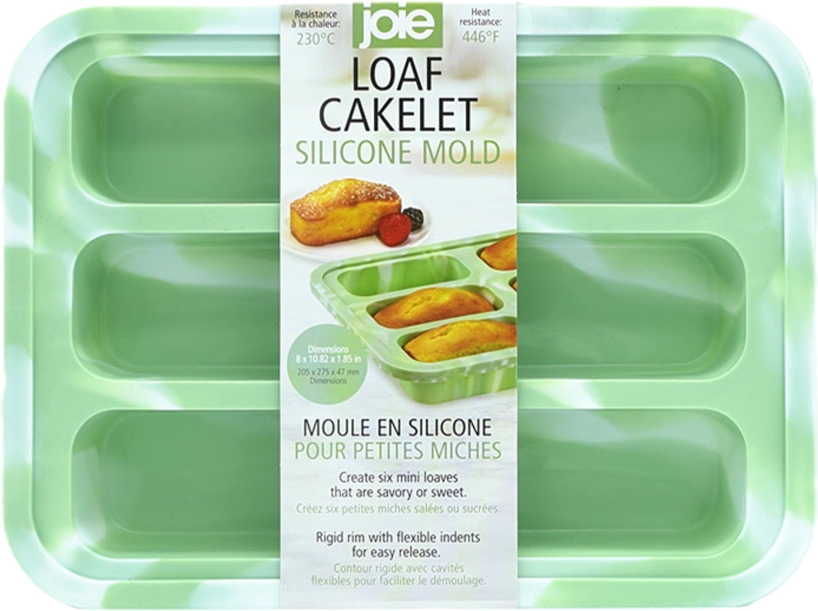 Joie Loaf Cakelet Silicone Mold Green 8in