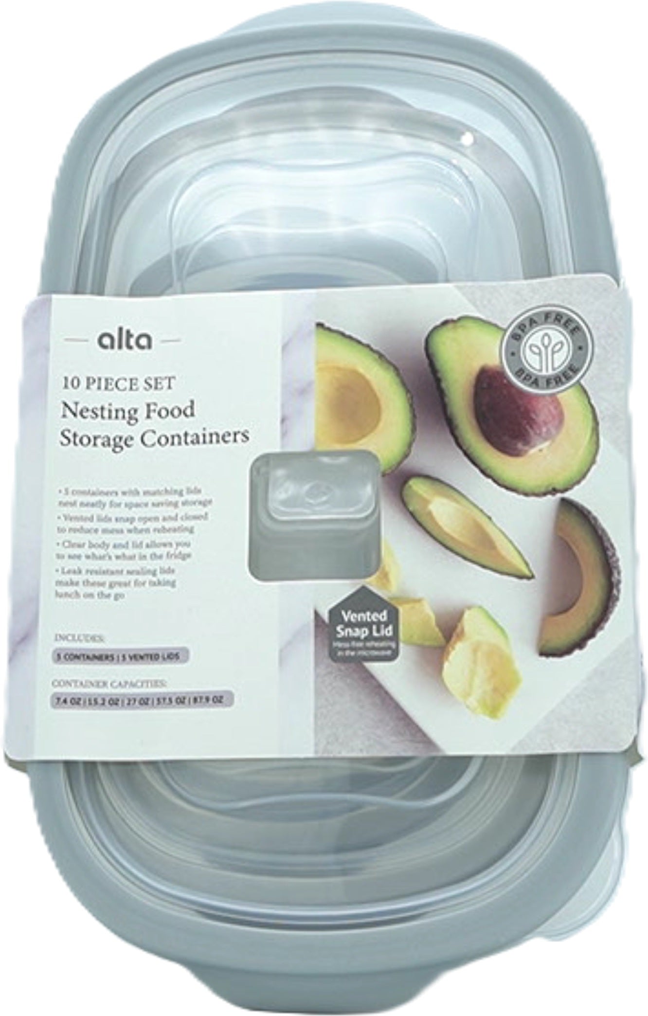 Nesting Food Storage Containers 10pc Set Nickel Alta