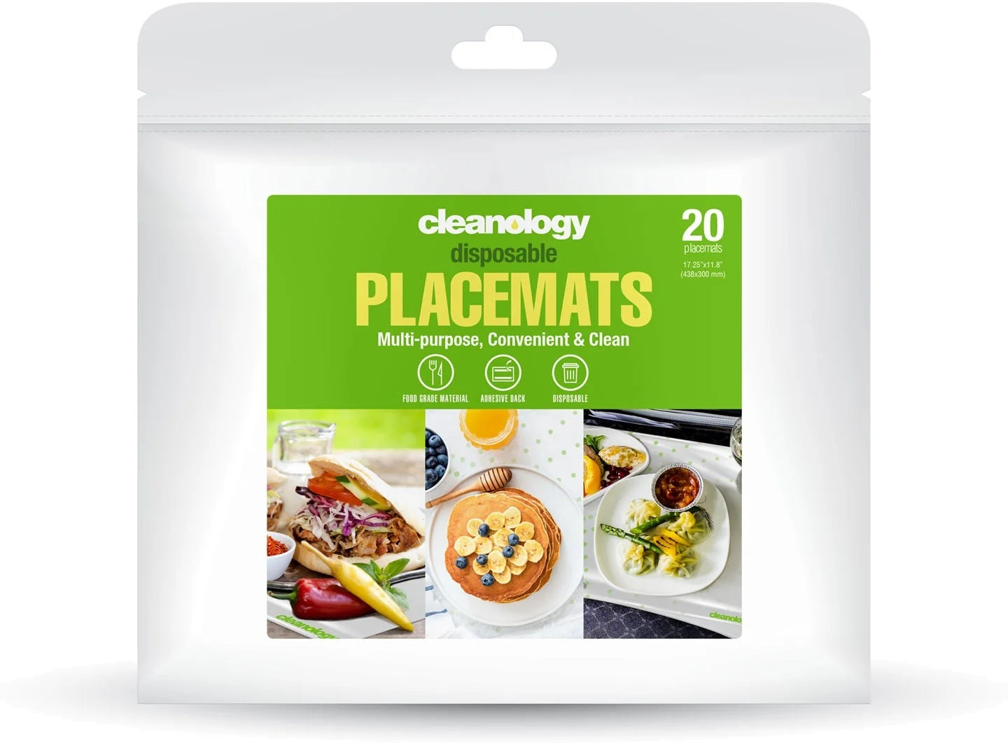 Cleanology Disposable Adhesive Placemats 20pk 17.25" x 11.8"