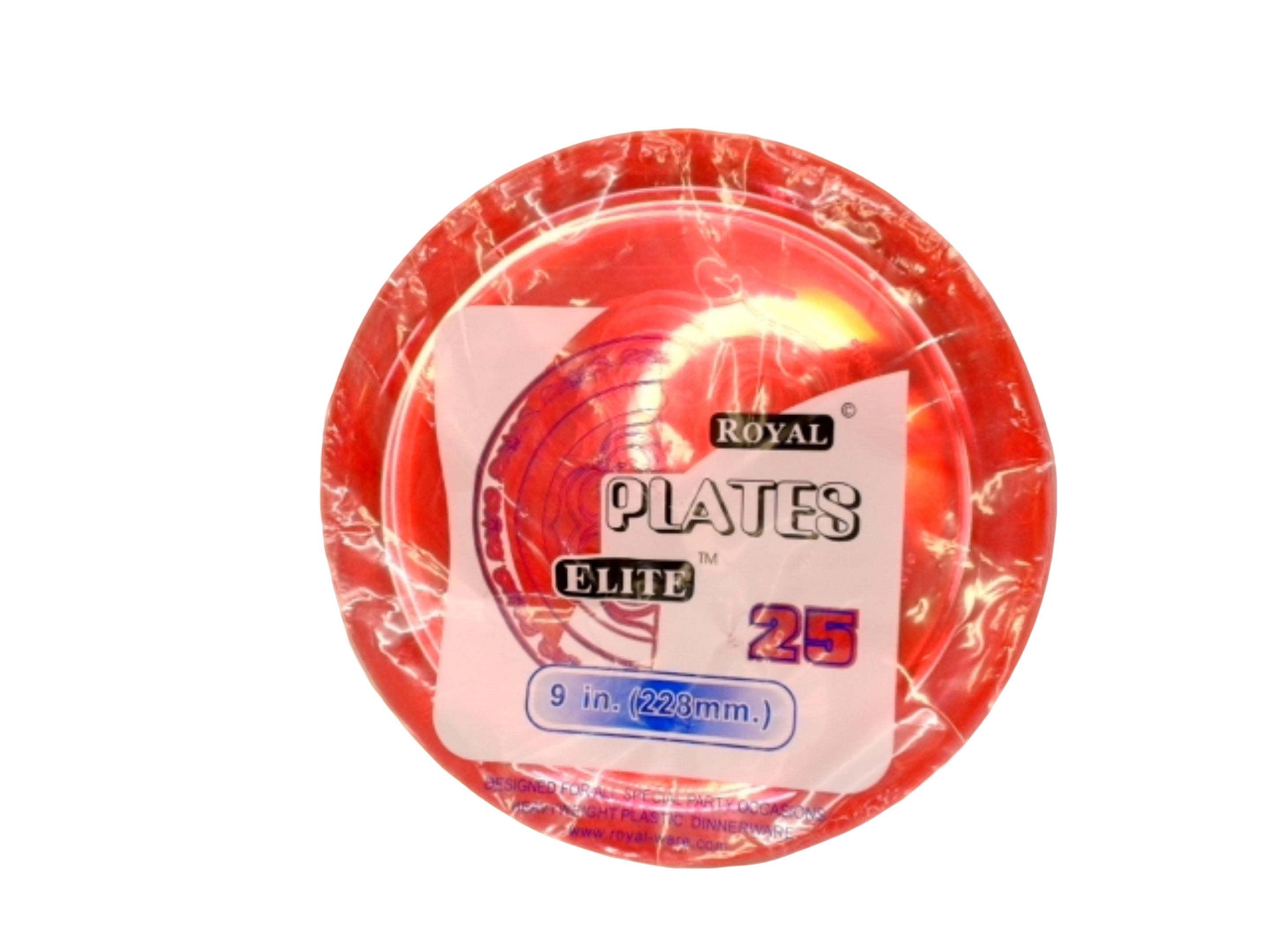 Round Plastic Plates 9" 25pk. Red Royal Elite