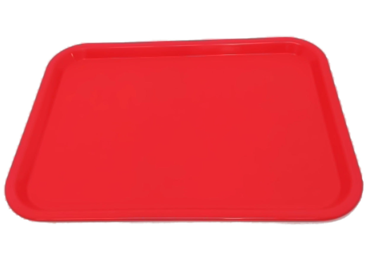 Red Plastic Serving Tray 16.25"x12" Durable Design