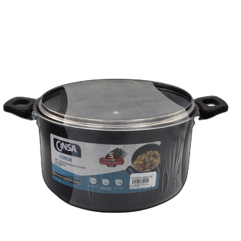 Cinsa Esencial 6 Quart Stock Pot with Glass Lid