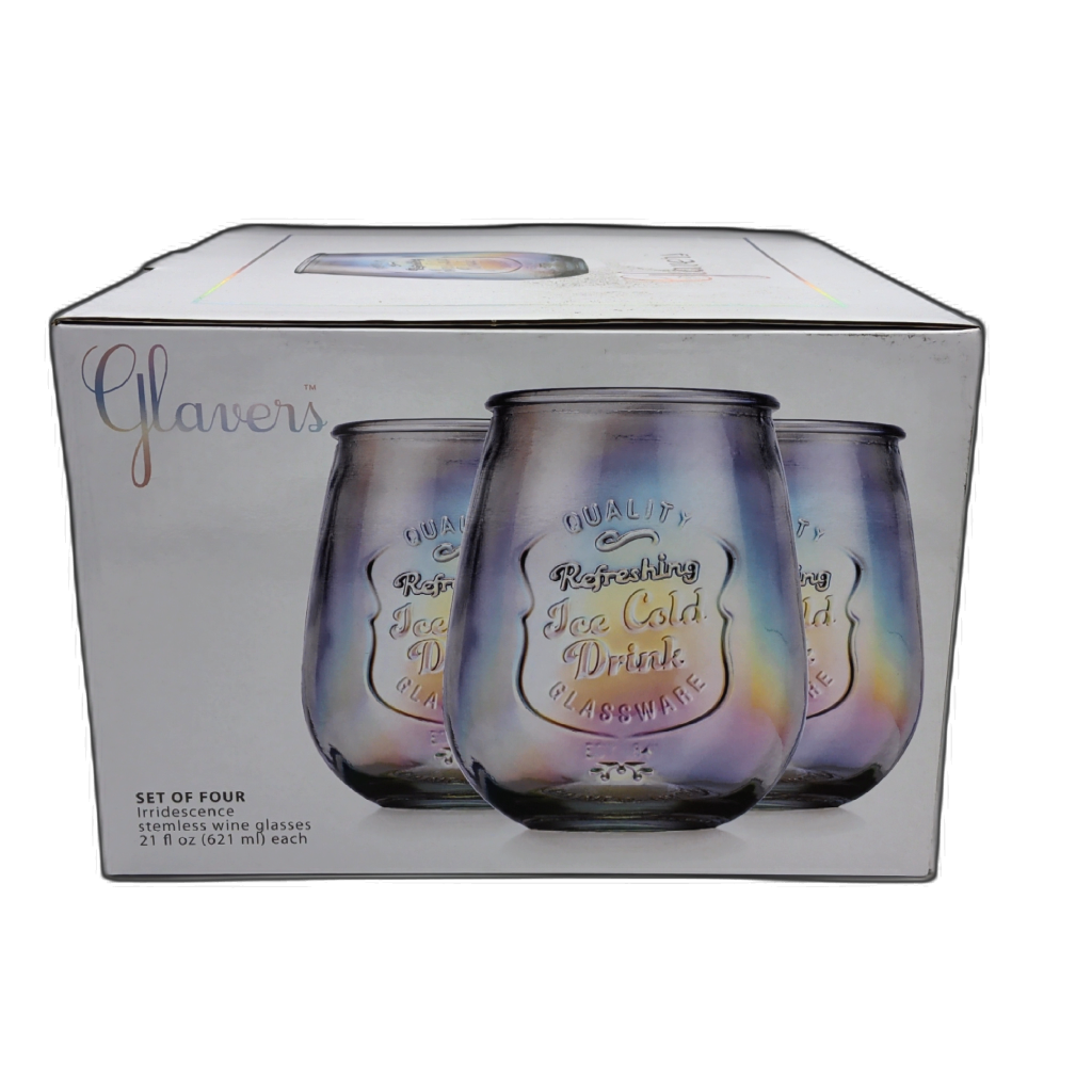 Glavers Iridescent Stemless Wine Glasses 4pk 21oz