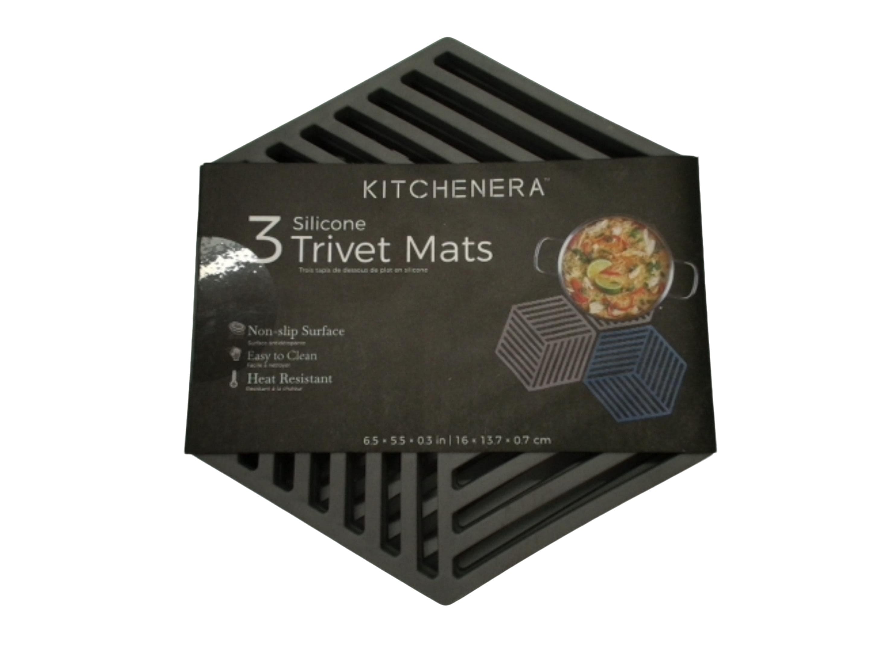 Silicone Trivet Mats 3pk. 6.5" x 5.5" x 0.3" Grey Kitchenera - Brantford Surplus