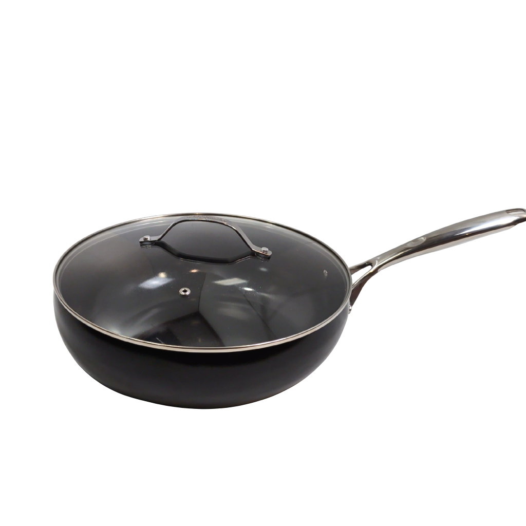 12" Wok w/Lid Black Diamotech