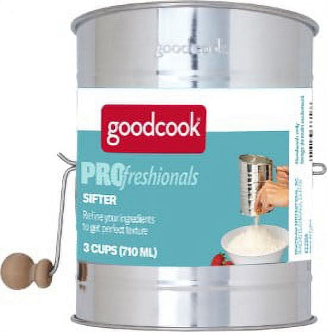 GoodCook PROfreshionals 3-Cup Metal Flour Sifter with Wooden Crank
